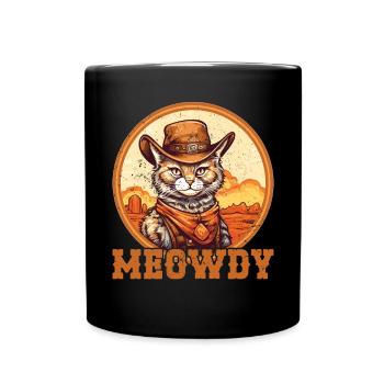 Meowdy Cat Miow Cowboy Hat Country Musik Texas - Tasse einfarbig - Schwarz - Vorne