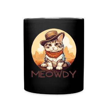 Meowdy Cat Miow Cowboy Hat Country Musik Texas - Tasse einfarbig - Schwarz - Vorne