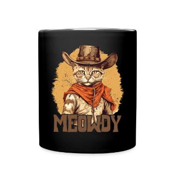 Meowdy Cat Miow Cowboy Hat Country Musik Texas - Tasse einfarbig - Schwarz - Vorne