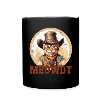 Meowdy Cat Miow Cowboy Hat Country Musik Texas - Tasse einfarbig - Schwarz - Vorne