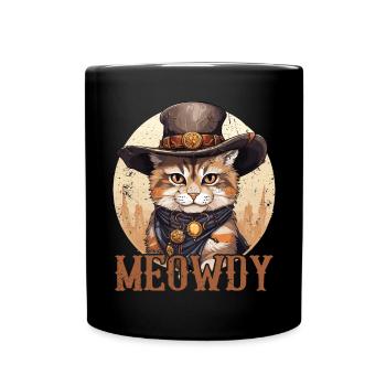 Meowdy Cat Miow Cowboy Hat Country Musik Texas - Tasse einfarbig - Schwarz - Vorne