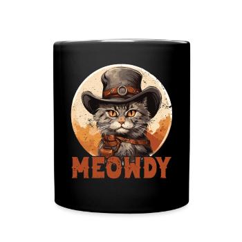 Meowdy Cat Miow Cowboy Hat Country Musik Texas - Tasse einfarbig - Schwarz - Vorne