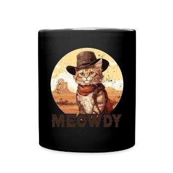 Meowdy Cat Miow Cowboy Hat Country Musik Texas - Tasse einfarbig - Schwarz - Vorne