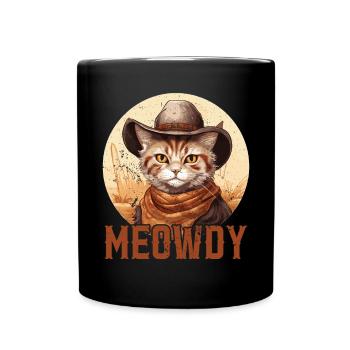 Meowdy Cat Miow Cowboy Hat Country Musik Texas - Tasse einfarbig - Schwarz - Vorne