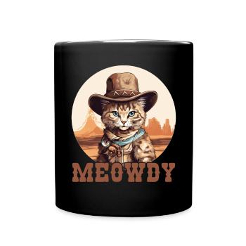Meowdy Cat Miow Cowboy Hat Country Musik Texas - Tasse einfarbig - Schwarz - Vorne