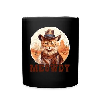 Meowdy Cat Miow Cowboy Hat Country Musik Texas - Tasse einfarbig - Schwarz - Vorne