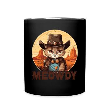 Meowdy Cat Miow Cowboy Hat Country Musik Texas - Tasse einfarbig - Schwarz - Vorne