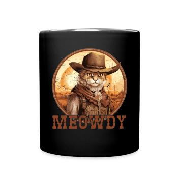 Meowdy Cat Miow Cowboy Hat Country Musik Texas - Tasse einfarbig - Schwarz - Vorne