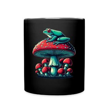 Grenouille mystique et champignon - Mug uni - noir - Devant