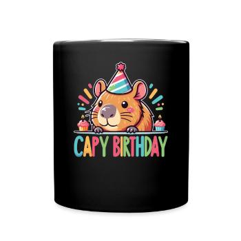 Capybara capy birthday pun Happy Birthday - Full Colour Mug - black - Front