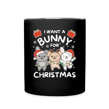 Ich will ein Hase zu Weihnachten süße Hasen - Tasse einfarbig - Schwarz - Vorne