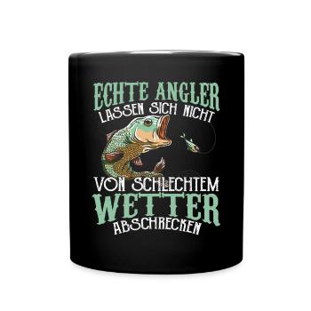 Angeln Angelrute Fisch Angelsport - Tasse einfarbig - Schwarz - Vorne