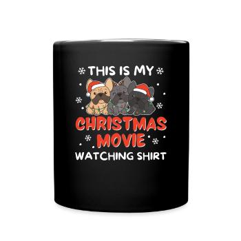 French Bulldog Christmas Movie Watching - Tasse einfarbig - Schwarz - Vorne