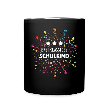 Erstklassiges Schulkind 1. Klasse Einschulung - Tasse einfarbig - Schwarz - Vorne