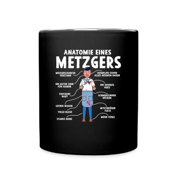 Anatomie eines Metzgers - Tasse einfarbig - Schwarz - Vorne