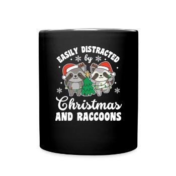 Facilement distrait par Noël et les ratons laveurs - Mug uni - noir - Devant