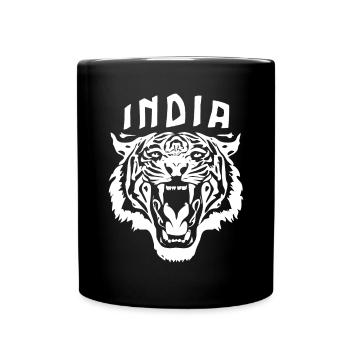 Indien - Tigerkopf - Tasse einfarbig - Schwarz - Vorne