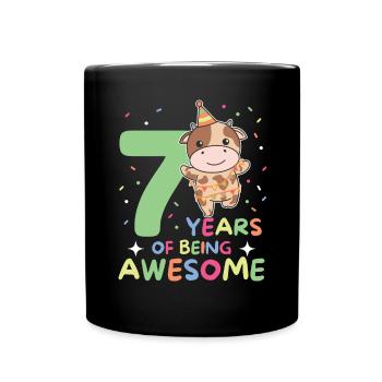 Vache pour les enfants de 7 ans de sept ans - Mug uni - noir - Devant