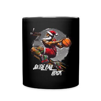 Santa Claus Slam Dunk Basketball Jingle Ball Rock - Full Colour Mug - black - Front