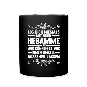 Geburtshelferin Hebamme - Tasse einfarbig - Schwarz - Vorne