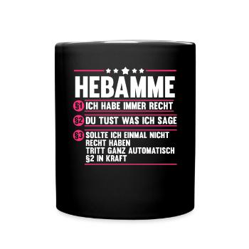 Geburtshelferin Hebamme - Tasse einfarbig - Schwarz - Vorne