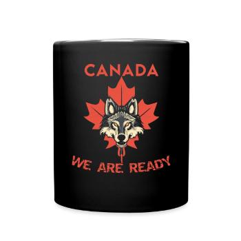 Kanada Wolf Ahornblatt - Tasse einfarbig - Schwarz - Vorne
