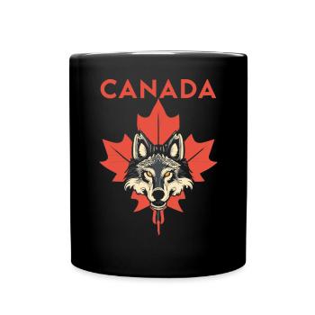 Kanada Wolf Ahornblatt - Tasse einfarbig - Schwarz - Vorne
