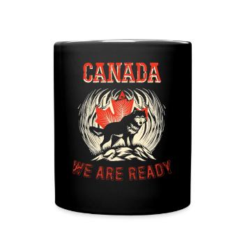 Ahornblatt und Wolf Wildnis von Kanada - Tasse einfarbig - Schwarz - Vorne