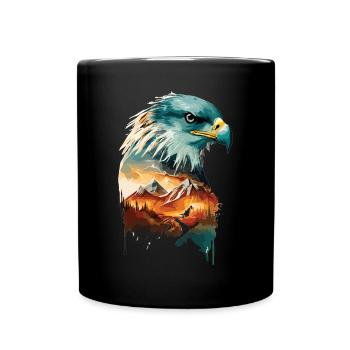 Eagle View: Mountain Landscape and Majesty of the Skies - Full Colour Mug - black - Front