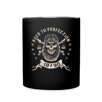 1990 Geburtstag Aged to perfection Rock Hard - Tasse einfarbig - Schwarz - Vorne