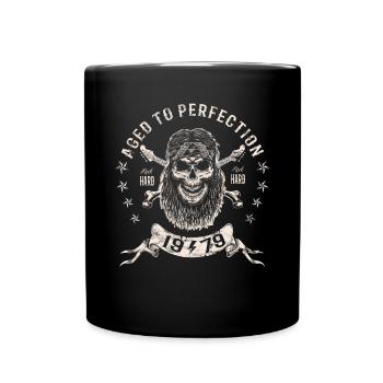 1979 Geburtstag Aged to perfection Rock Hard - Tasse einfarbig - Schwarz - Vorne