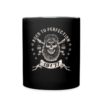 1977 Geburtstag Aged to perfection Rock Hard - Tasse einfarbig - Schwarz - Vorne