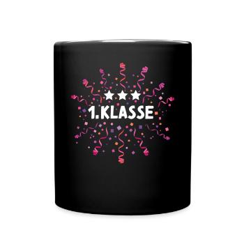 1. Klasse Einschulung Schulanfang Schulanfänger - Tasse einfarbig - Schwarz - Vorne