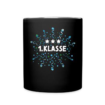 1. Klasse Einschulung Schulanfang Schulanfänger - Tasse einfarbig - Schwarz - Vorne