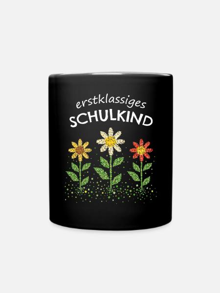 Erstklässler Schulanfänger Einschulung Blumen - Tasse einfarbig - Schwarz