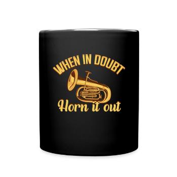 Französischer Horn -Spieler Hornist Messing Musik - Tasse einfarbig - Schwarz - Vorne