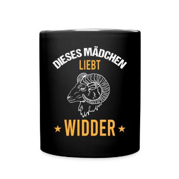 Mädchen Herz Widder Liebe Astrologie Geschenk - Tasse einfarbig - Schwarz - Vorne