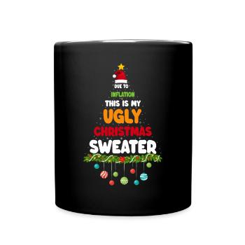 Due to Inflation - lustiger Weihnachtsbaum - Tasse einfarbig - Schwarz - Vorne