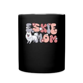 American Eskimo dog Groovy Eskie mom - Full Colour Mug - black - Front