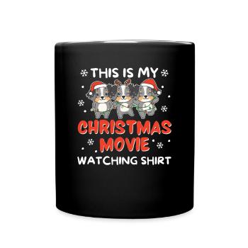 Australian Shepherd Christmas Movie Watching - Tasse einfarbig - Schwarz - Vorne