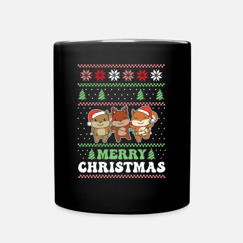 Joyeux Noël rétro écureuil de Noël laid - Mug uni - noir