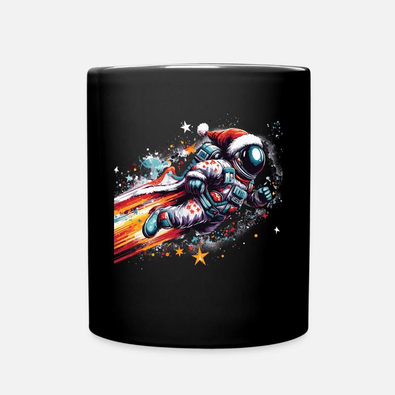 Super Weihnachtsmann als Astronaut im Weltall - Tasse einfarbig - Schwarz