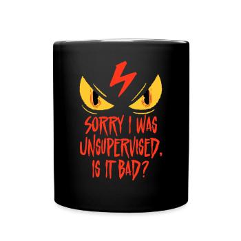 Ich wurde unbeaufsichtigt gelassen Sarkastische Bürokollegin - Tasse einfarbig - Schwarz - Vorne