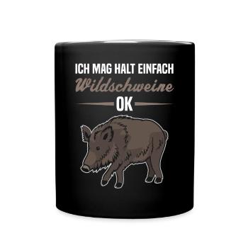 Einfache Wildschweinliebe Humorvolles Geschenk - Tasse einfarbig - Schwarz - Vorne