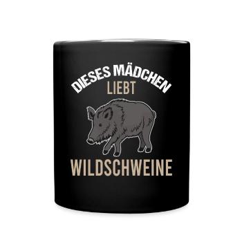 Mädchen Wildschweinliebe Charmantes Geschenk - Tasse einfarbig - Schwarz - Vorne