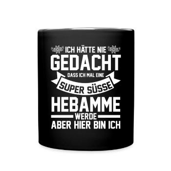 Geburtshelferin Hebamme - Tasse einfarbig - Schwarz - Vorne