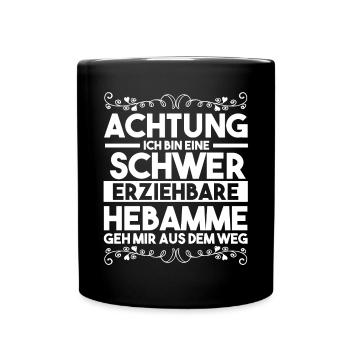 Geburtshelferin Hebamme - Tasse einfarbig - Schwarz - Vorne