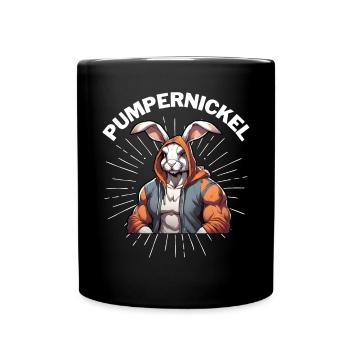 Pumpernickel Hase Powerlifting Gewichtheben - Tasse einfarbig - Schwarz - Vorne