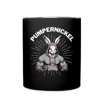 Pumpernickel Bunny Powerlifting Weightlifting - Full Colour Mug - black - Front