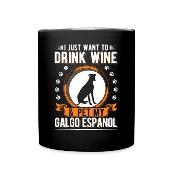 Galgo Español et le vin - Mug uni - noir - Devant